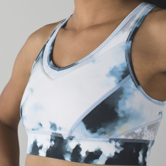 LULULEMON Strap It Like It's Hot Bra Blooming Pixie Aquamarine Multi White Sz 6 - Picture 4 of 11